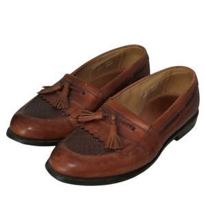 Allen Edmonds Cody Kiltie Tassel Loafers Mens 10E Brown Leather Woven Shoes